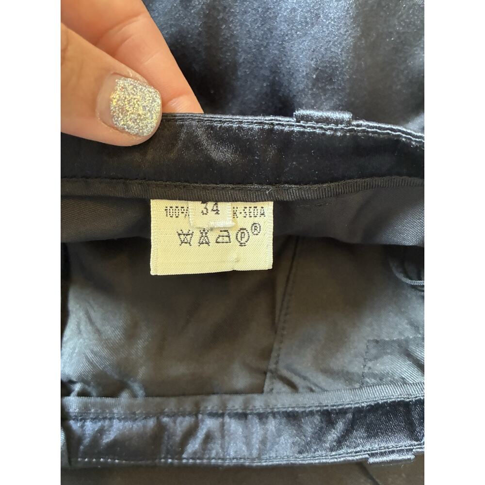 VTG HERMES Paris Black 100% Silk Pants Satin Trousers 1986 Women S (4) Pristine - Picture 13 of 16